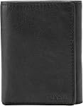 Fossil Men's Ingram Leather Trifold with ID Window Wallet, Black, (Model: ML3289001)