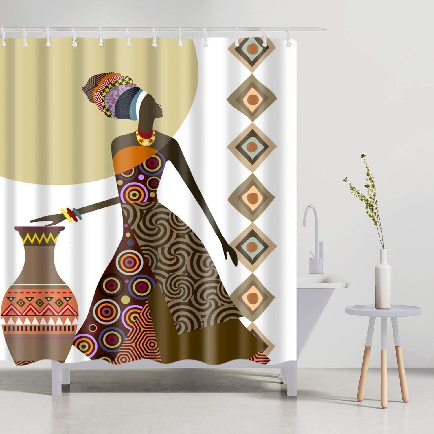 Rideau de salle de bain grand tissu Afrique pour une décoration d'évasion unique