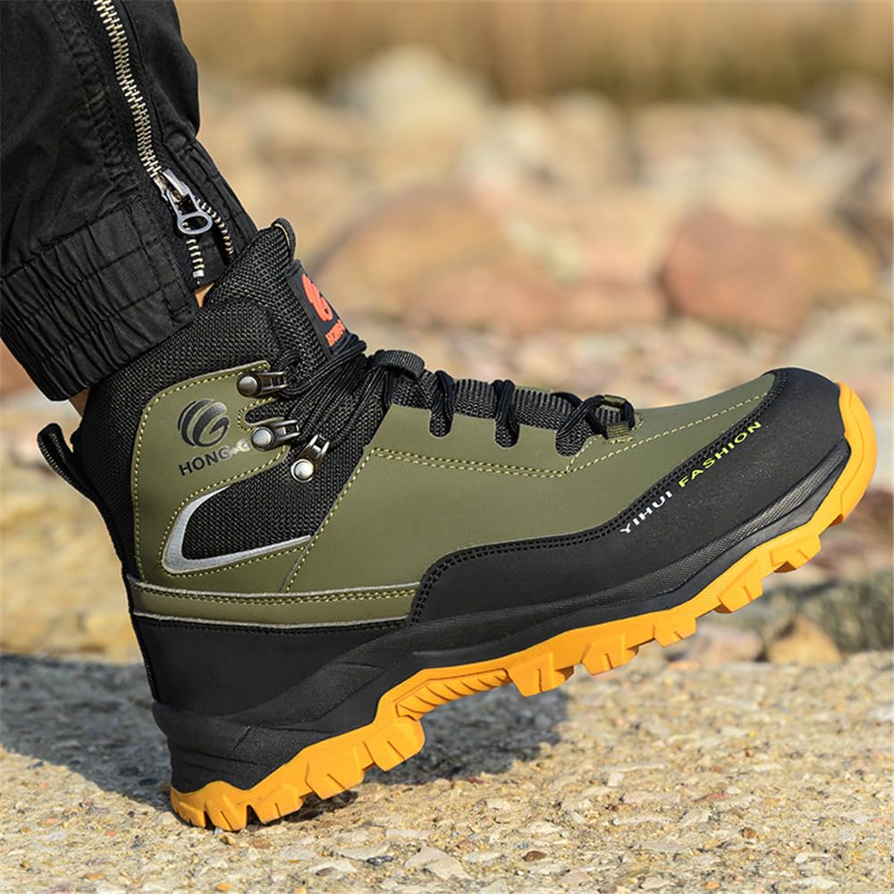 Zapatos de seguridad para hombre y mujer, S3, ligeros, impermeables, altos, antideslizantes, botas de seguridad con puntera de acero