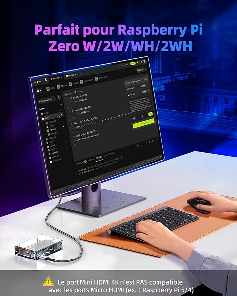 Câble Mini HDMI vers HDMI 2m, 4K@60Hz 2K@120Hz 18Gbps HDMI vers Mini HDMI avec HDR UHD Arc HDCP Compatible avec Caméra, Raspberry Pi Zero, Projecteur, Moniteur, Laptop, HDTV - 3