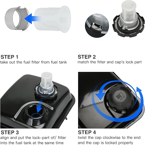 Miniatura 5 de YOXUFA Tapa del depósito de combustible de gas para Predator 212cc Coleman CT200U CT200U-EX BT200U Baja Warrior MB200 Doodlebug DB30 GX120 GX160