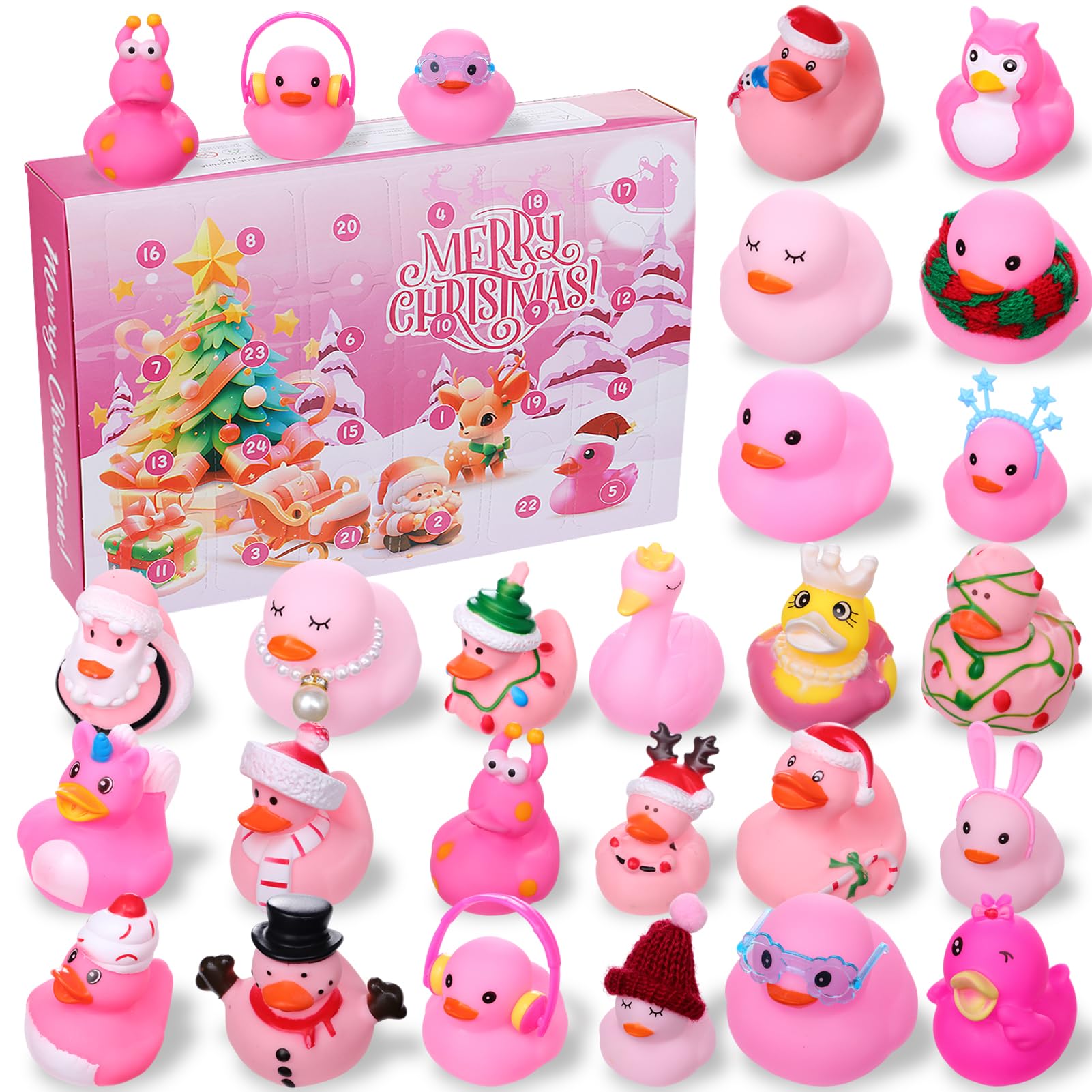Antsparty Rubber Duck Advent Calendar 2025, 24 Days Christmas Countdown Calendar, Ducks Bath Toys Christmas Countdown for Boys Girls - Image 3