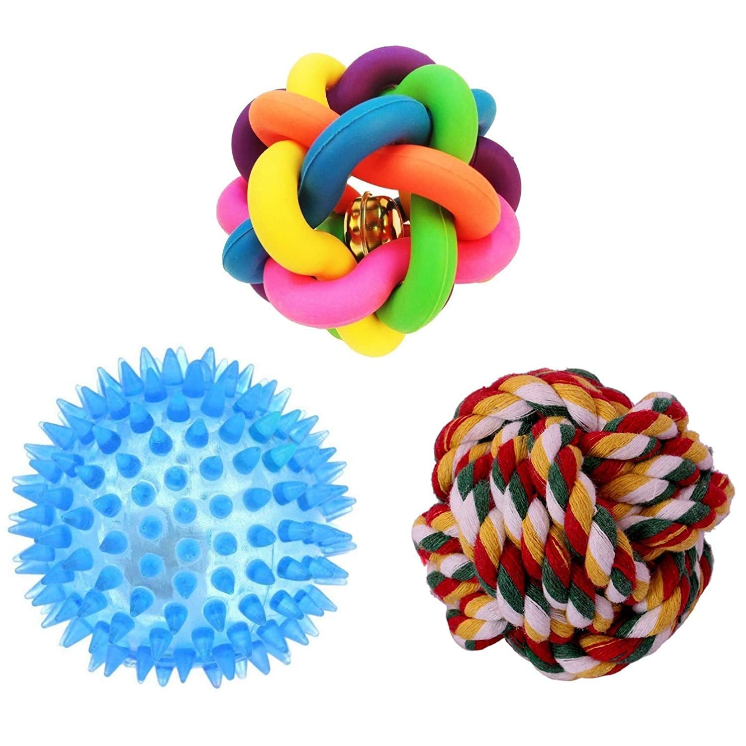 Woofy Combo of 3 Puppy Ball Puppy Toys One Squeaky LED Ball One Sound Bell Rainbow Ball One Cotton Rope Ball for Puppy (Combo of 3) (B09M8RGHF8) Amazon Price History, Amazon Price Tracker