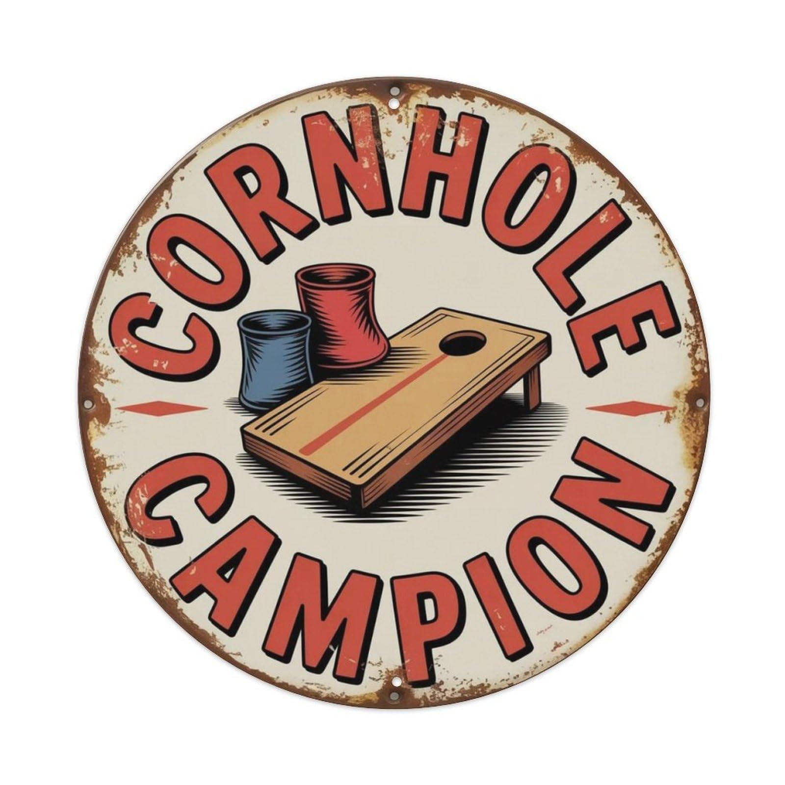 Cornhole Champion Metal Tin Sign Plaque