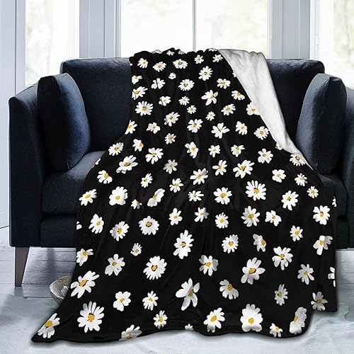Miniatura 3 de Manta de margaritas, mantas de franela de 320 GSM para mujeres, niñas, niños y hombres, manta de cama de lujo súper suave y acogedora para cama,