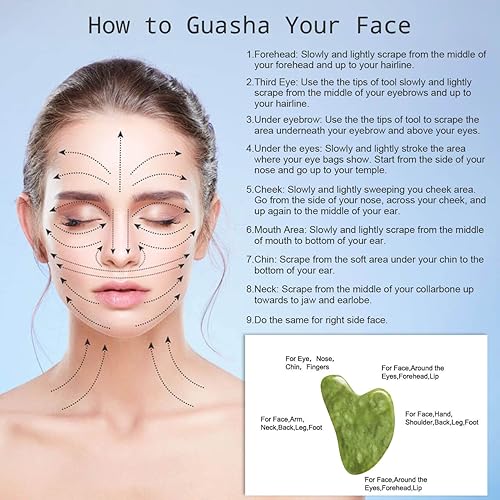 Miniatura 4 de Herramienta facial Gua Sha, piedra de guasha de jade natural para cara y cuerpo, antienvejecimiento, reafirmante, herramienta de masaje Gua Sha,
