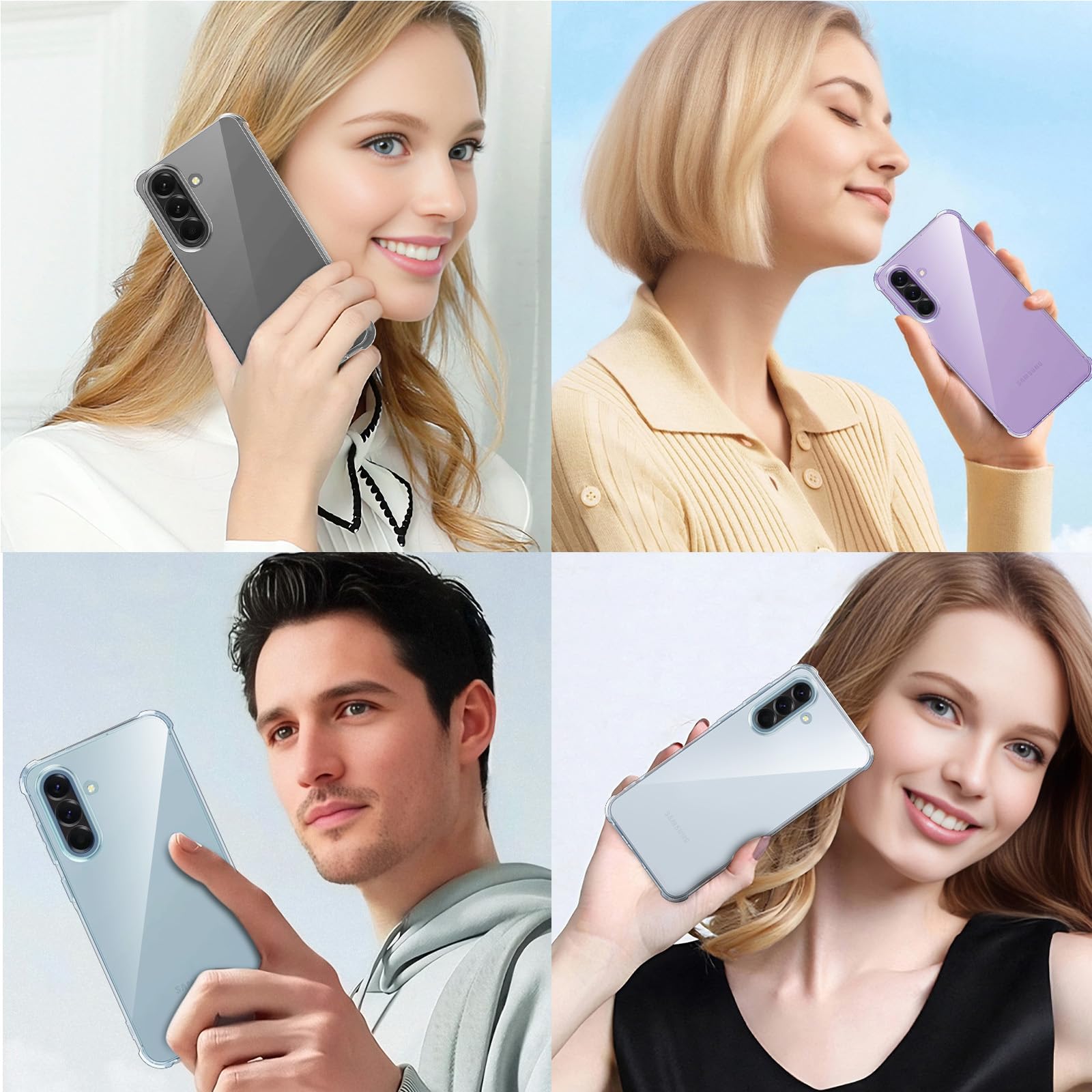 Yohii Cover per Samsung Galaxy A57 5G con 2 Pezzi Vetro Temperato, [Protezione Fotocamera] Custodia Antiurto Chiaro, TPU Morbido Silicone Antigraffio Anti Ingiallimento Case, Trasparente