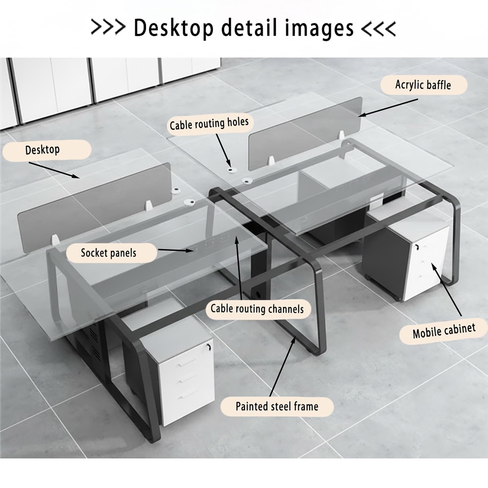 Escritorio de Oficina Moderno y Sencillo para Dos Personas, Mesa de Computadora y EstacióN de Trabajo para Personal de Oficina con Gabinete de Almacenamiento de 3 Cajones con Cerradura(White)