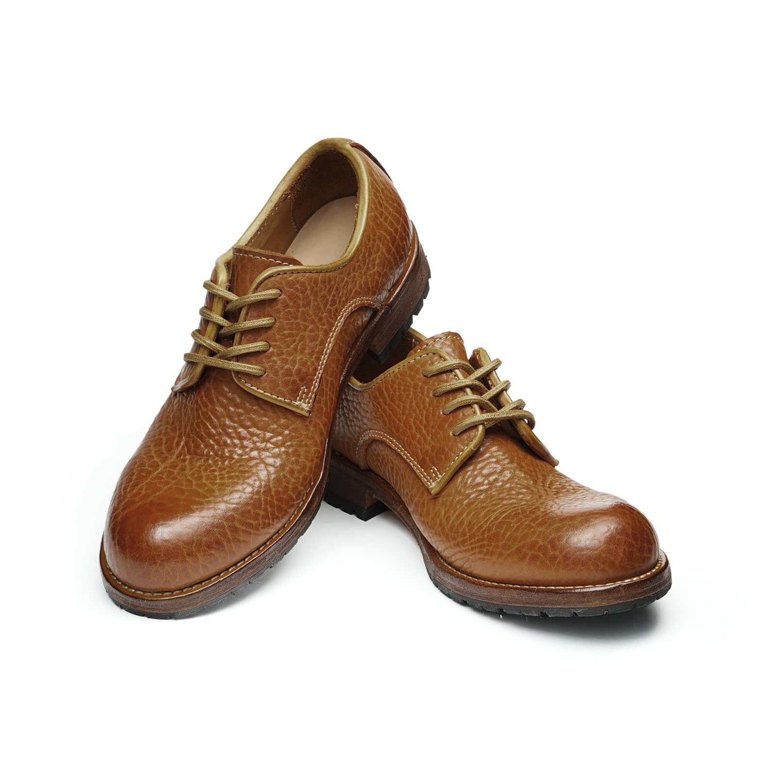 Derbys Vintage in Pelle Bovina da Uomo Scarpe Stringate da Abito Formale in Rilievo
