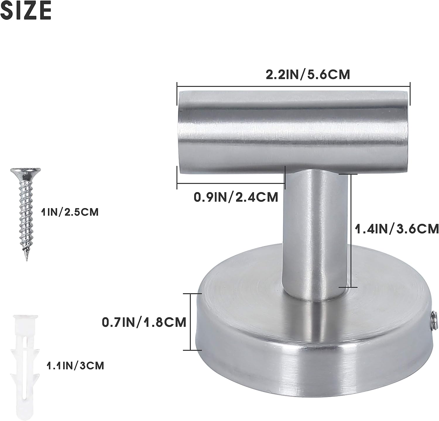 2 Pcs Bathroom Towel Hooks, Coat/Robe Clothes Hooks, SUS 304 Stainless Steel Wall Hook Heavy Duty for Bedroom,Kitchen,Restroom,Bathroom,Hotel,Brushed Nickel and Wall Mounted