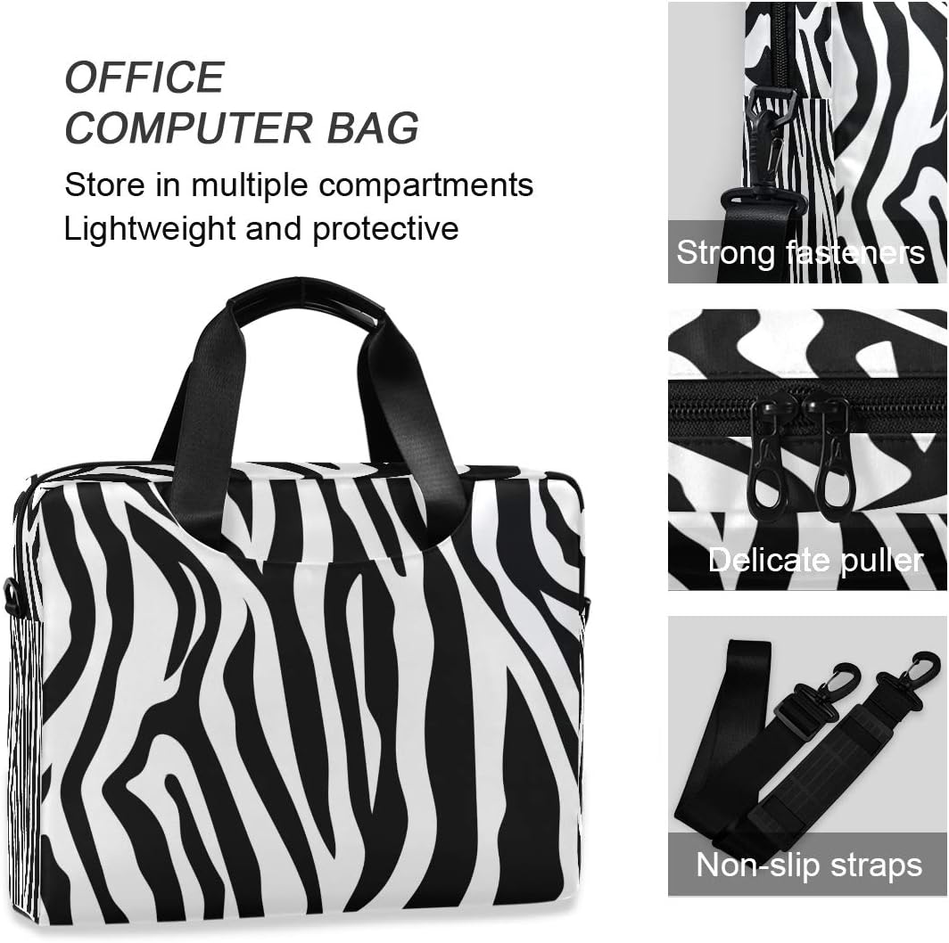 Laptop Bag Animal Zebra Skin Stripes Laptop Sleeves Case for 13 14 15.6 Inch Computer Tablet Briefcases Carrying Case Shoulder Bag for Work