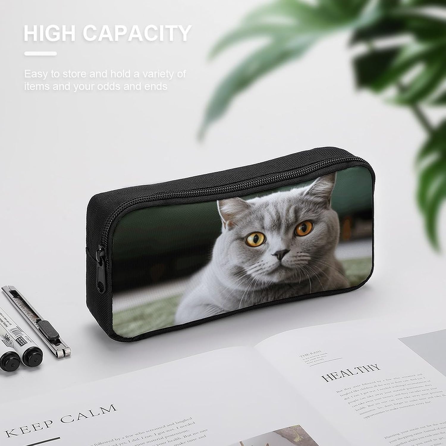 Lightweight Cat Carpet Pencil Pouch with Metal Zipper image 4