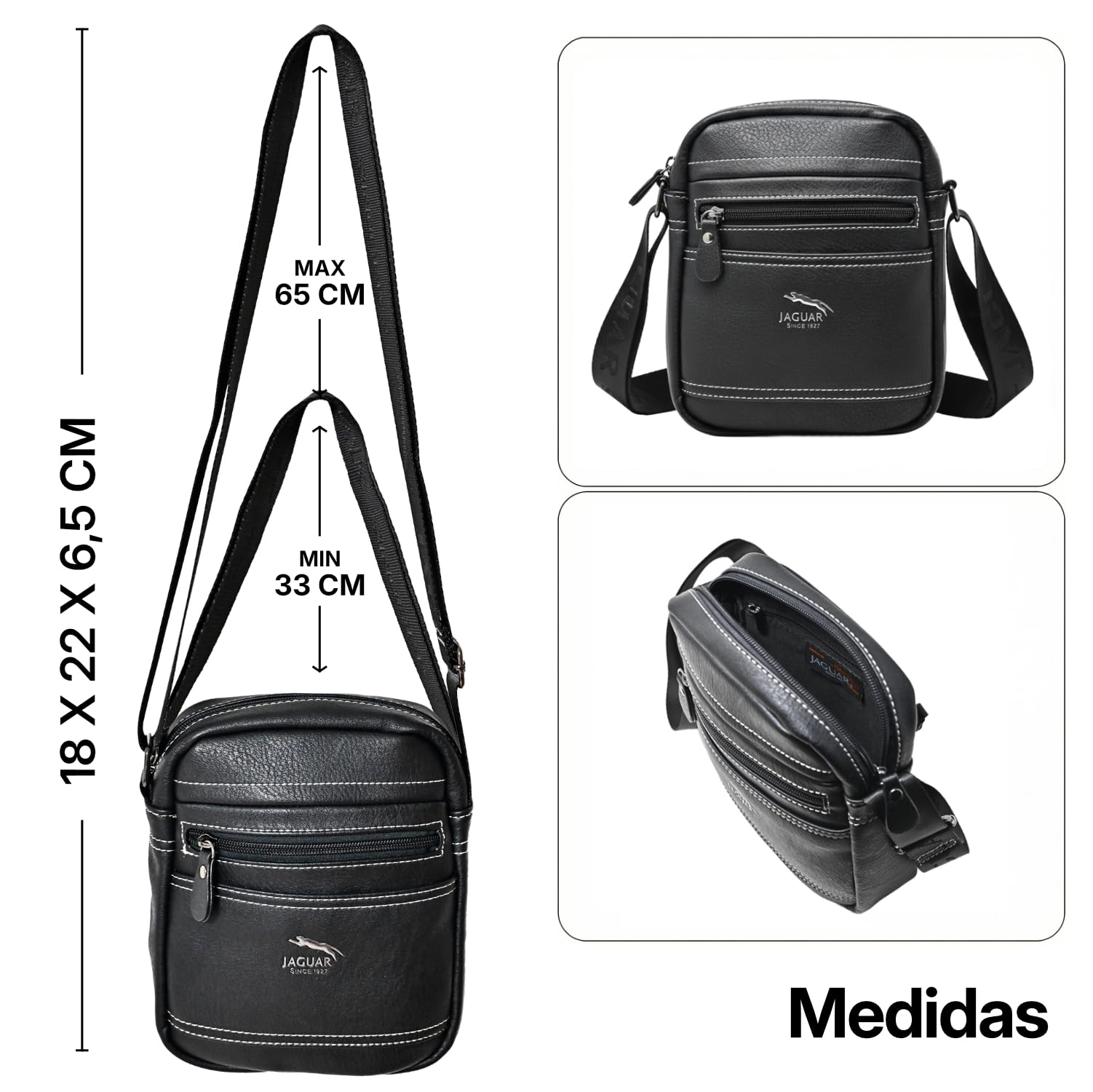 JAGUAR Bandolera Cruzada Hombre Elegante – Bolsos para Hombre Modernos y Cómodos | Bolsos Bandolera Grandes para Viajar, Ir a la Oficina o Uso Diario