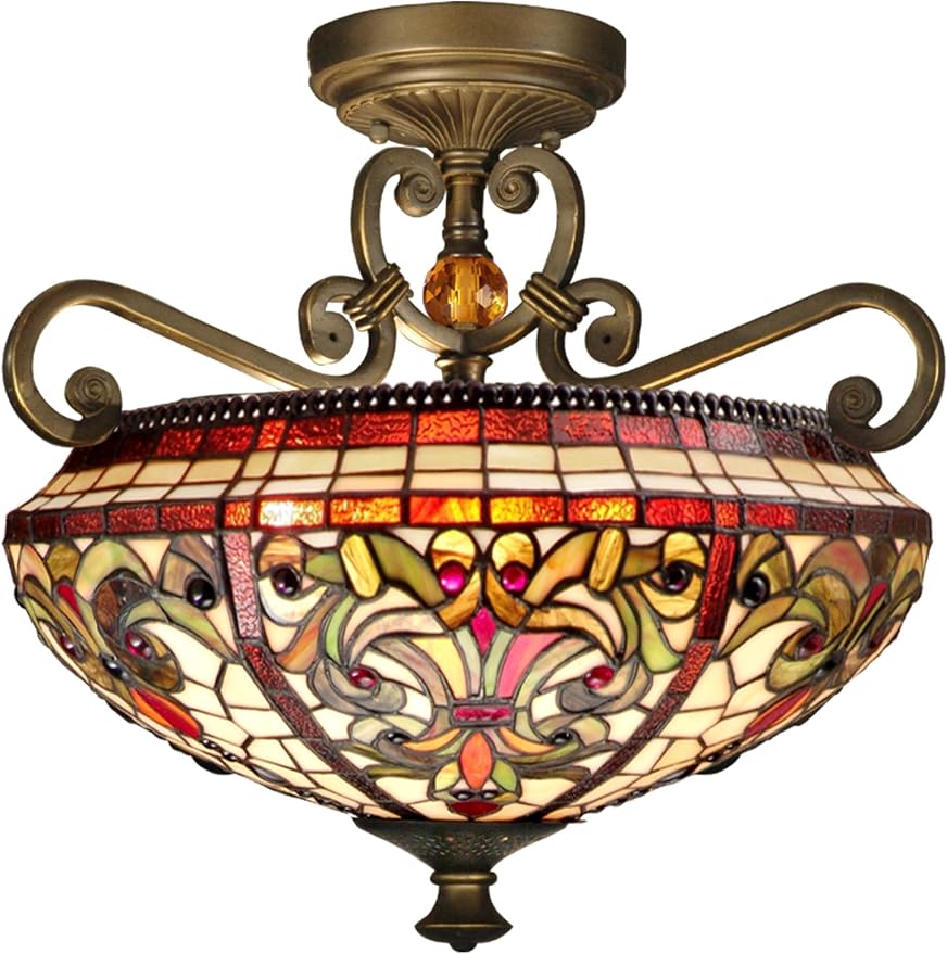 Dale Tiffany Dale Tiffany TH13090 Barok semi-flush mount lichtbevestiging, antiek gouden zand door Dale Tiffany Lamps