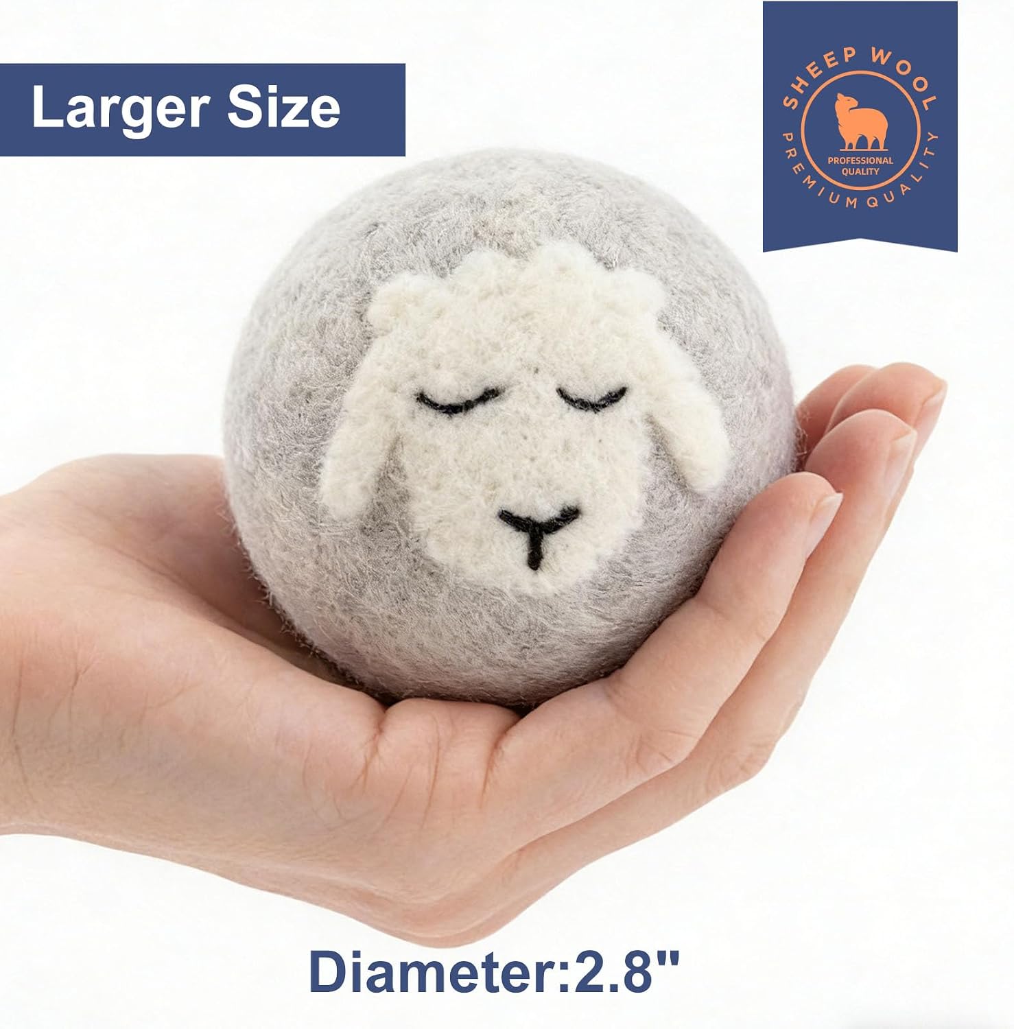 Wool Dryer Balls Handmade 3 Pack XL,Laundry Dryer Balls,100% New Zealand Wool Natural Fabric Softener,Reusable 1000 Loads,Wrinkles Free, Shorten Drying Time,Baby Safe (3 Pack XL,Sleeping Sheep) image 2