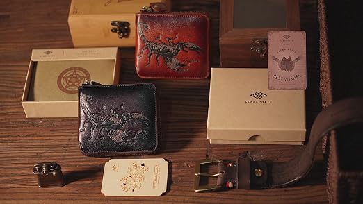 Hawai Tirupati Balaji Men's Leather Wallet With Keychain - Genuine Leather, Multiple Compartments, Tan
