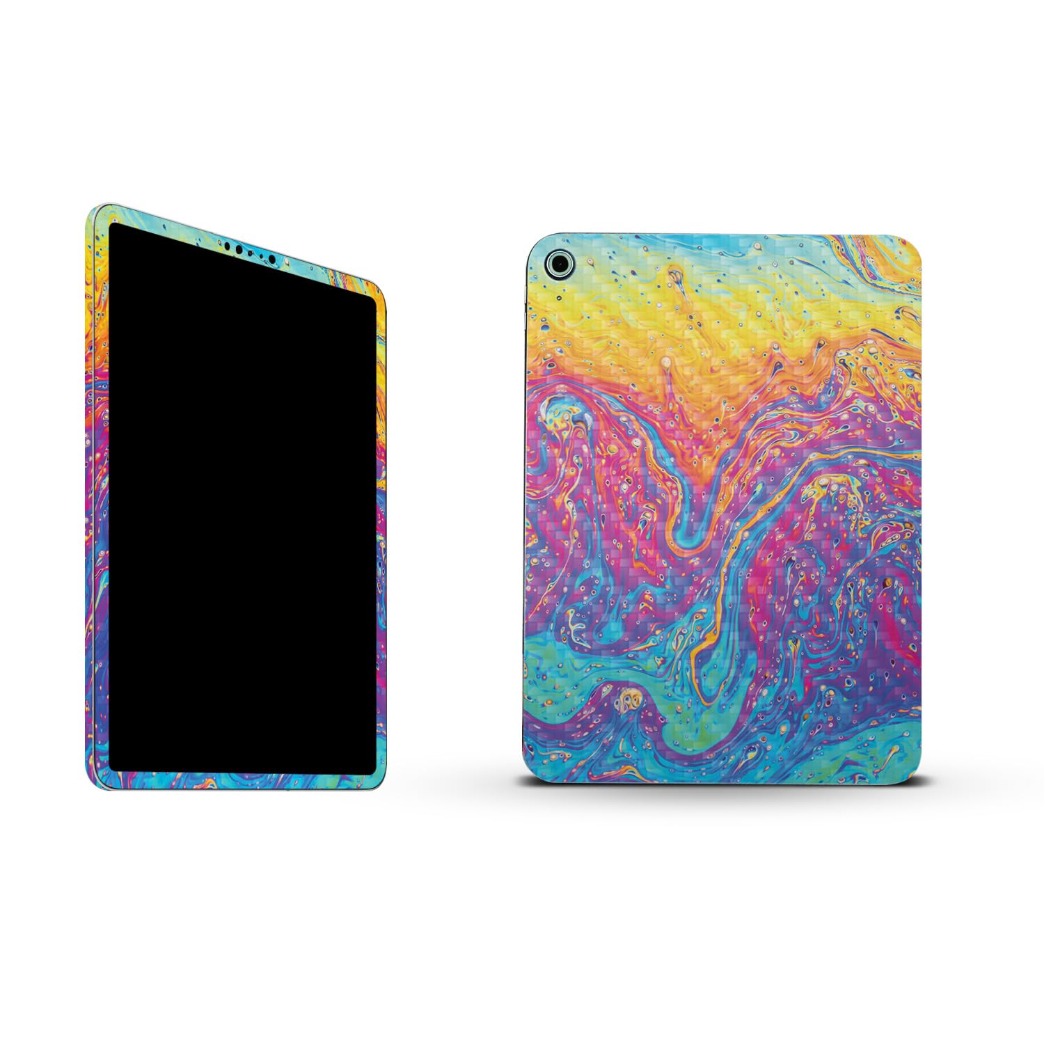 MightySkins Carbon Fiber Skin Compatible with Apple iPad 10.9" 10th Gen (2022) Full Wrap Kit - Paint Currents | Protective Durable Textured Carbon Fiber Finish | Easy to Apply | Made in The USA