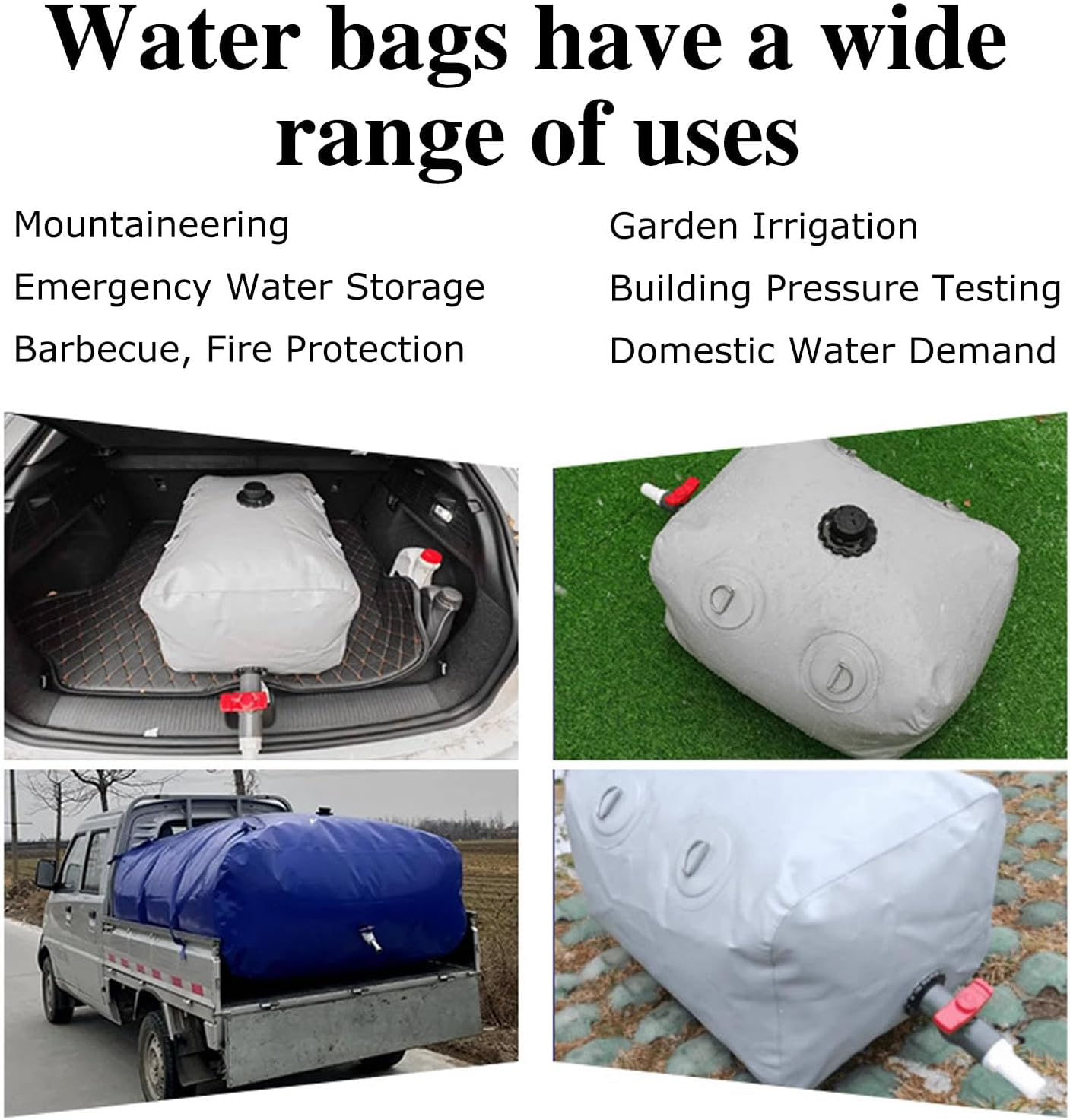 大容量水貯蔵袋、折りたたみ式水袋タンクコンテナ、折りたたみ式ソフト干ばつ耐性水袋、大容量ガーデンツール収納バケツ雨水コレクター(Si