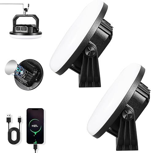 Vista 15 de VAVOFO Linterna LED de camping recargable de 4000LM, 15,000mAh, 3 modos de iluminación, 180LED, luz portátil para tienda de campaña con imán, luz