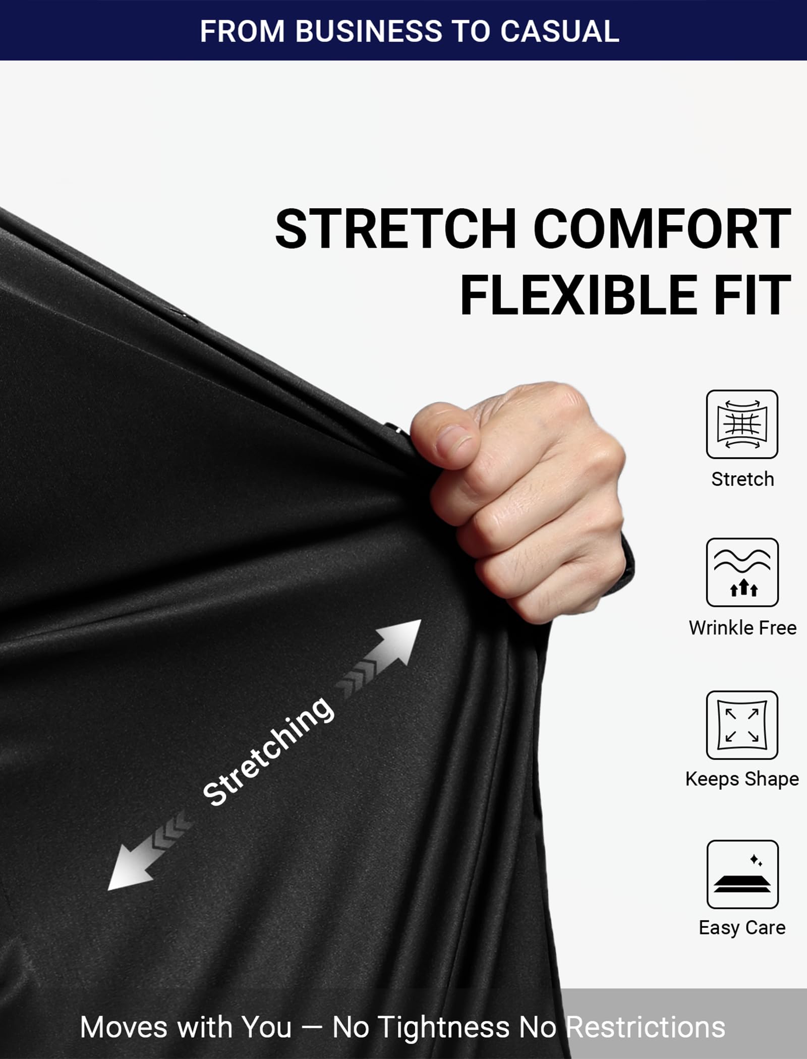 Enlision Camisa de Vestir para Hombre Manga Larga sin Plancha Elastica Cuello con Botones Antiarrugas Ajuste Regular Camisas Traje Negocios Formal Boda con Bolsillo