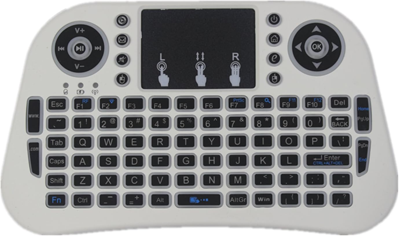 LIIR i8 pro 3-Colors BACKLIT Wireless Mini Kodi Keyboard with Touchpad Mouse for Raspberry Pi 2, MacOS, Linux, HTPC, IPTV, Google Android TV Box, Windows (i8 pro) (white)