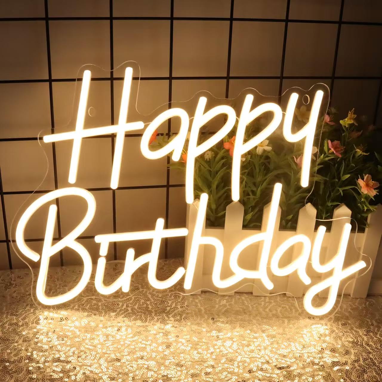 Happy Birthday Neon Signs for Party Decor Dimmable LED Birthday Neon Light for Wall Decor Light Up Happy Birthday Led Signs for Backdrop Birthday Any