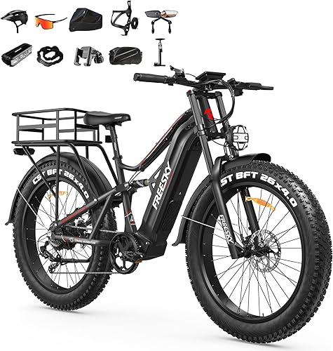 Vista 14 de FREESKY Bicicleta eléctrica BAFANG de 2500 W para adultos, 48 V 30 Ah Samsung Cells batería extraíble Ebike 120 millas, 38+MPH, 26 pulgadas Fat Tire