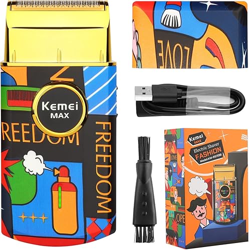 KEMEI Maquinilla de afeitar eléctrica profesional para hombres impermeable recargable recortadora de barba afeitadora inalámbrica recíproca