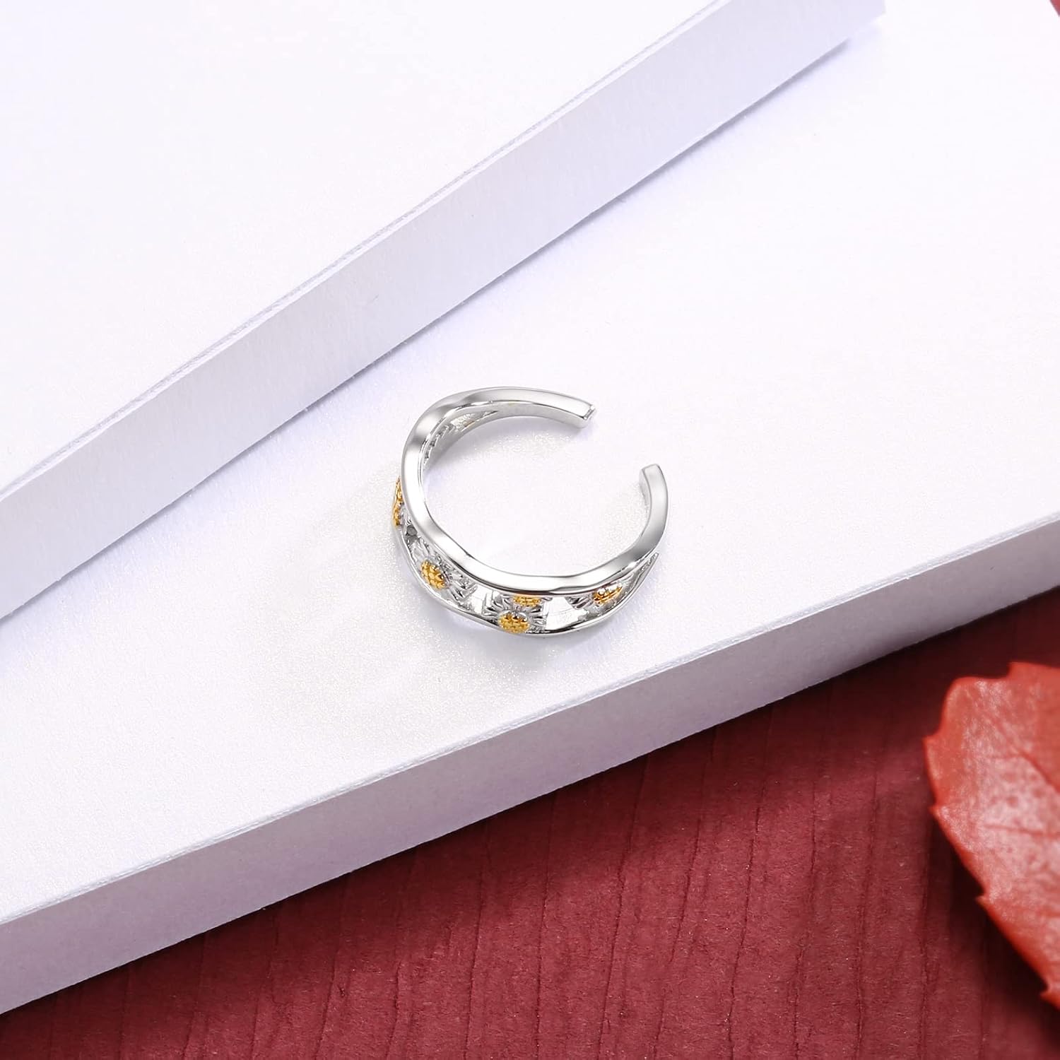 Sariel 925 Sterling Silver Toe Rings for Women Boho Adjustable Mid Finger Rings Summer Vacation Ocean Beach