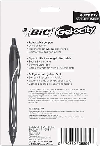 Miniatura 2 de BIC Gelocity - Bolígrafos de gel de secado rápido de colores surtidos, punta media (0.028 in), bolígrafos de colores retráctiles con agarre cómodo,