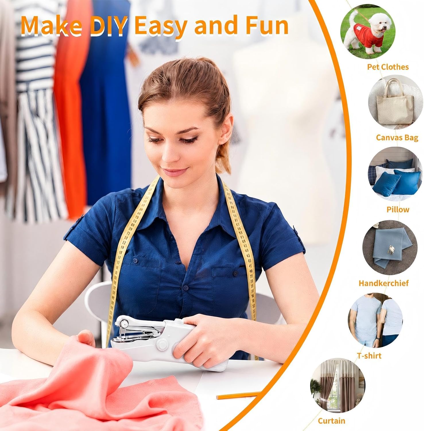 Handheld Sewing Machine, Portable Sewing Machine Handheld with 119-Piece Sewing Kit & Black Storage Case, Mini Handheld Sewing Machine for Beginners, Quick Fabric Repairs, DIY & Travel (White)