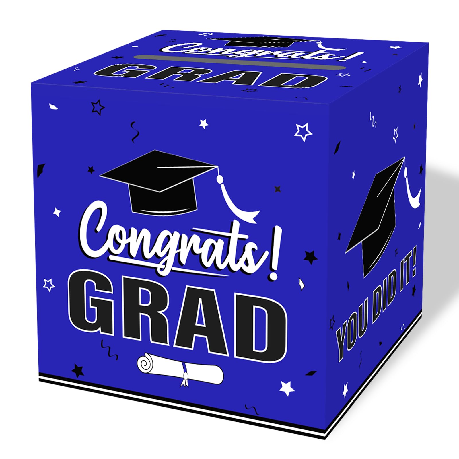Graduation Card Box 2026, Blue Foldable Cardboard Card Box for Party, 2026 Graduation Party Decorations, Blue Graduation box
