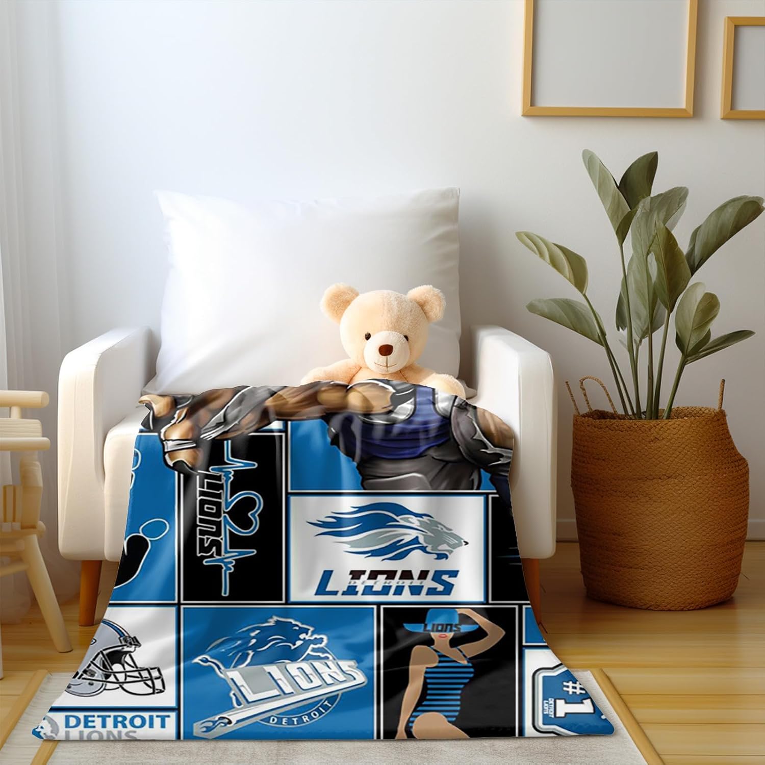American Football Series: Detroit Throw Blanket (L80 xW60) Bold 3D Effect Use Throw for Outdoor, Travel, Vacation, Nap, and Relaxation or Game Day for Fans - Image 6