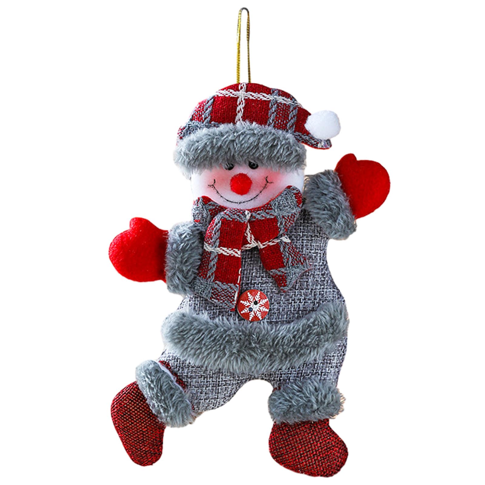 7.8" Christmas Cloth Puppet Hanging Gift Plush Toys Christmas Decoration Doll Set Santa Claus Snowman Elk Bear Xmas Party Favors(Snowman)