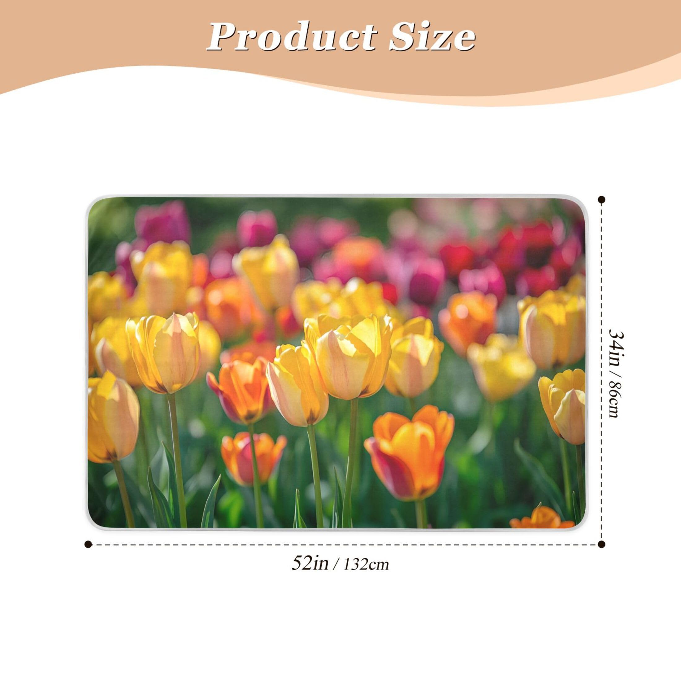 Takiito Field of Tulips Bed Pad Reusable Bed Underpad Washable Waterproof Leak-Proof Quick Dry Incontinence Pee Pad for Toddlers Kids Adults Pets 34x52 in