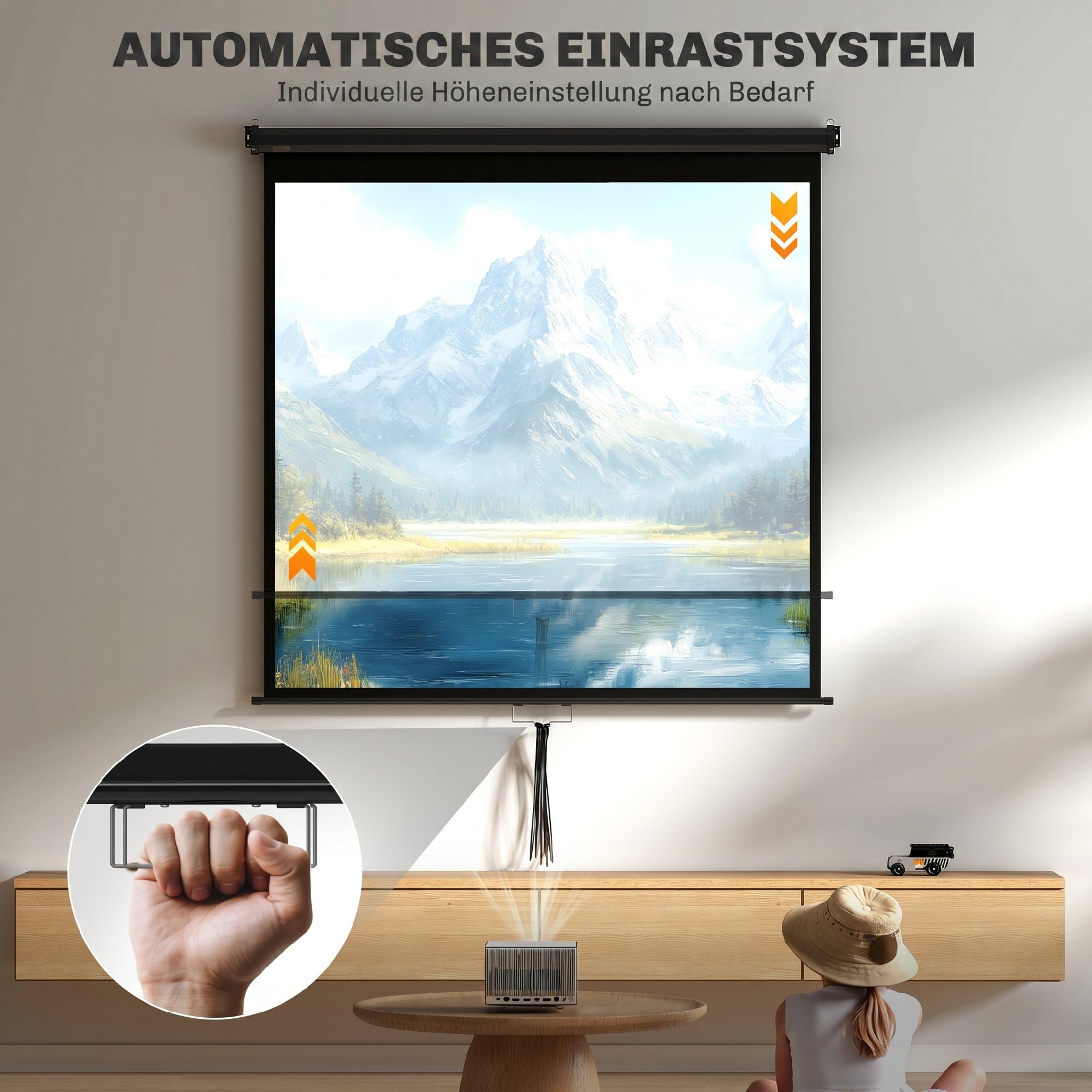 HOMCOM Schermo per proiettore, 152 x 152 cm, 85 pollici, 1:1, HD, 4K, per home theatre e presentazioni in ufficio