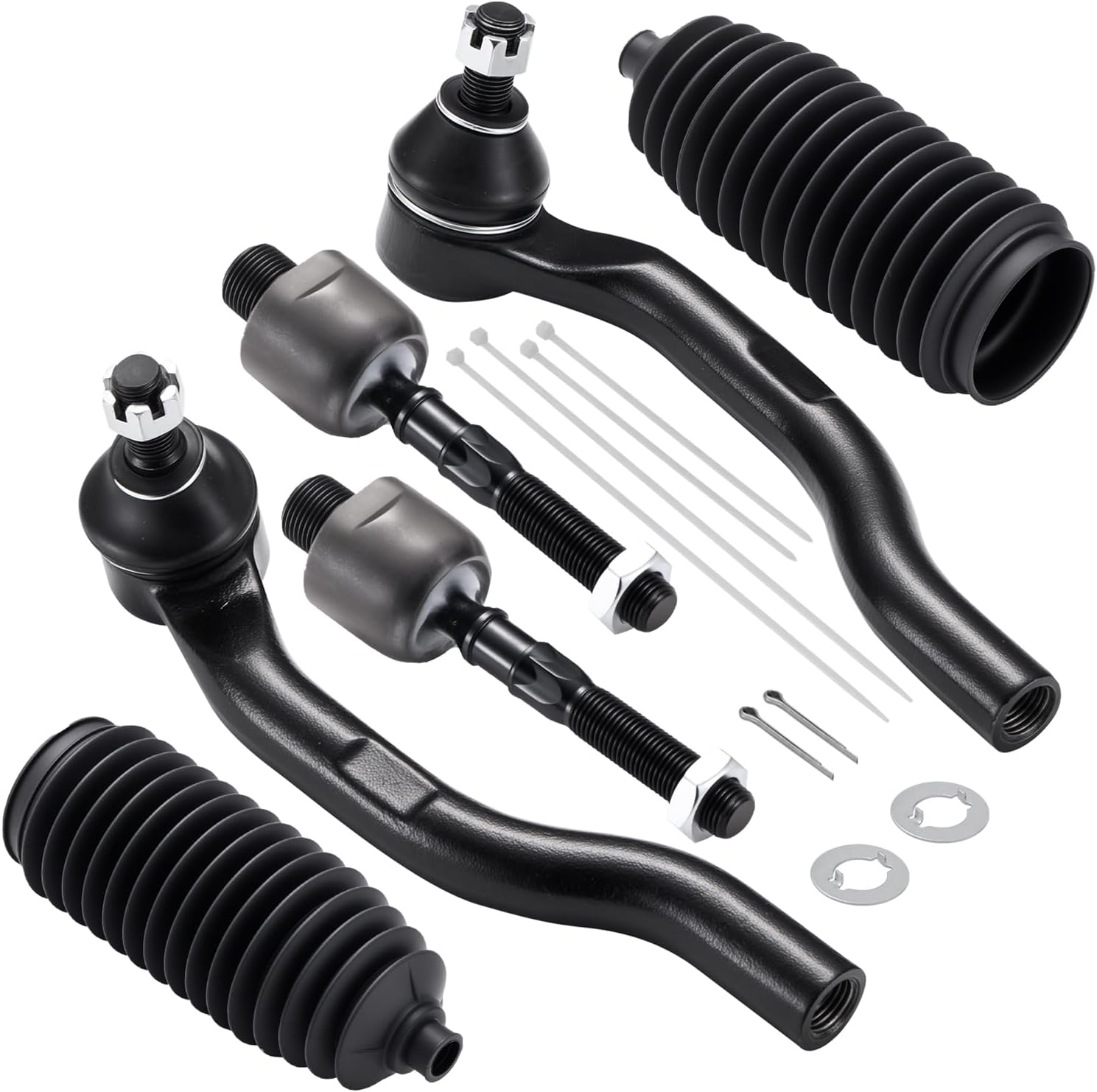 6-PC Tie Rod Ends Kits Compatible with Honda Accord 2008-2012,2xInner EV800461,2xOuter ES800460 ES800459,2xdust cover