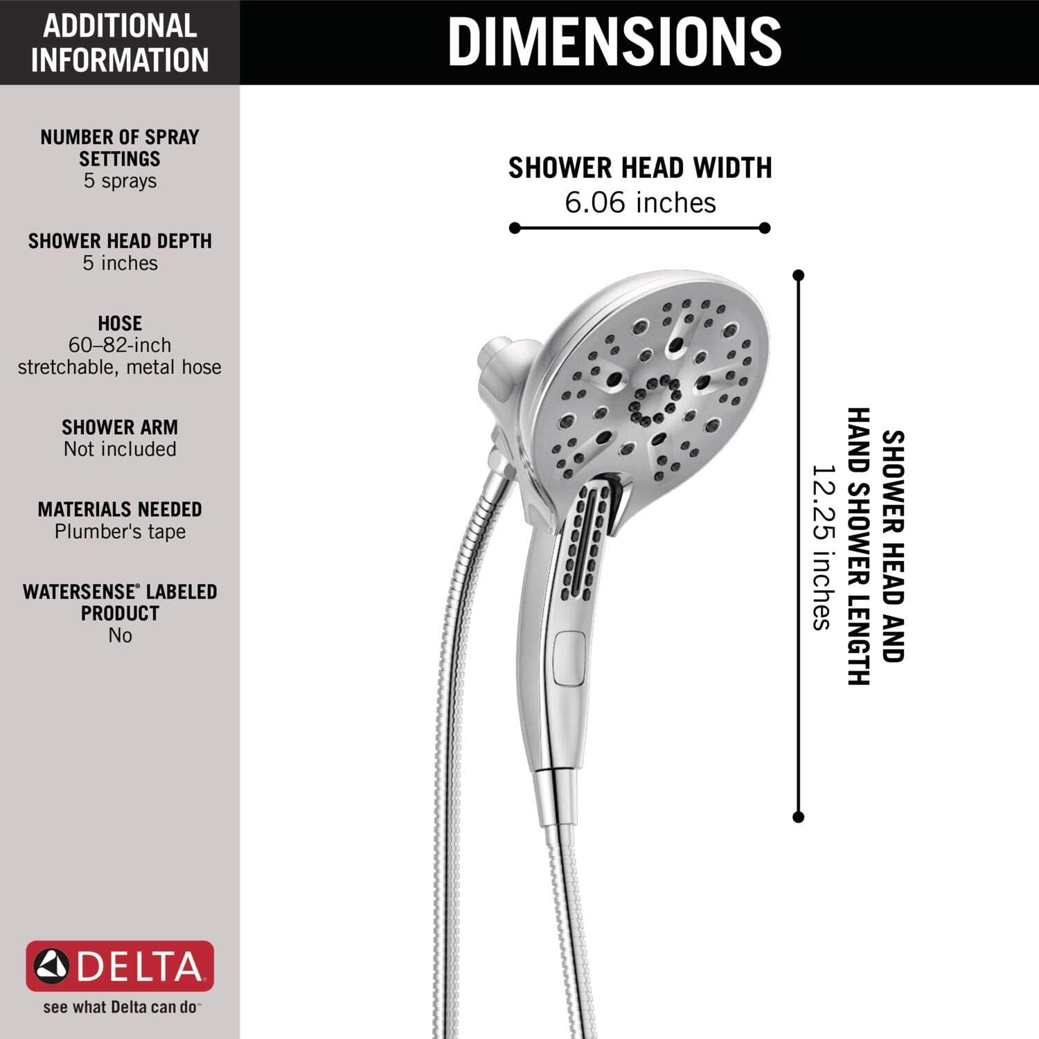 Delta In2ition Shower Head dimensions diagram