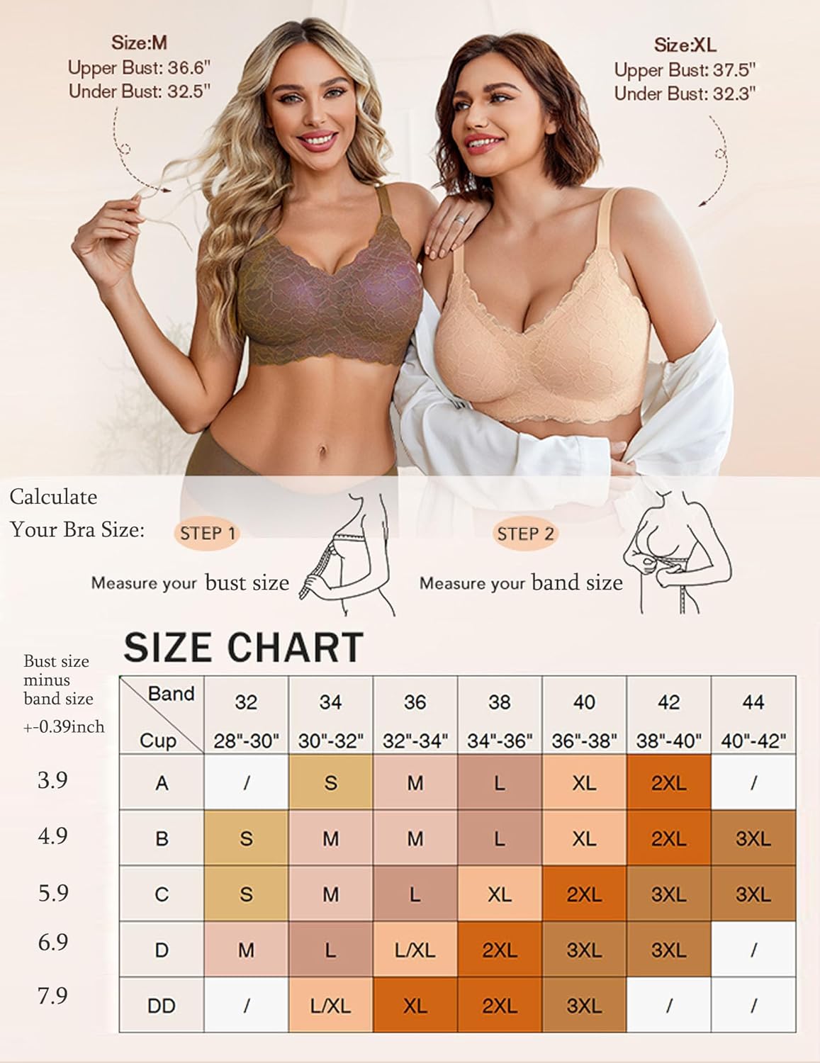 Avidlove Women's Seamless Bras Wireless Bra Full Coverage Lace Tshirt Everyday Bra S-3XL - Image 7