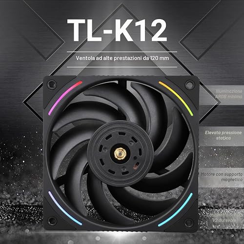 Thermalright TL-K12 120 mm CPU Cooler Fan, Computer Case Fan, 4PIN PWM Control, 2150 RPM, PC Performance Fan for S-FDB Bearings, Wind Pressure Fan (Black) - 2