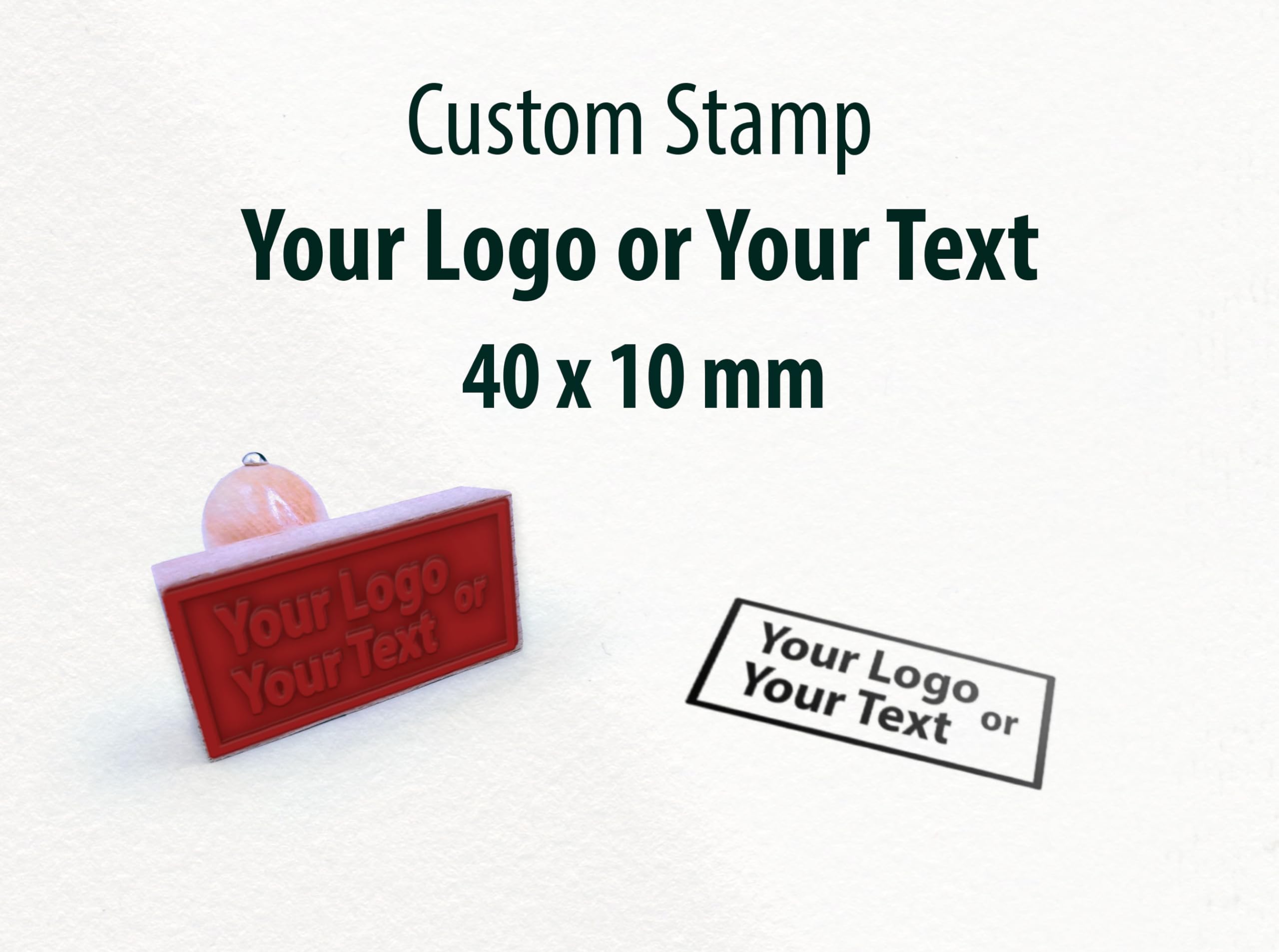 Custom Artwork Stamp, Company Logo, Business Stamp, Address & Name Wood Handle Rubber Stamp (40 * 10mm)