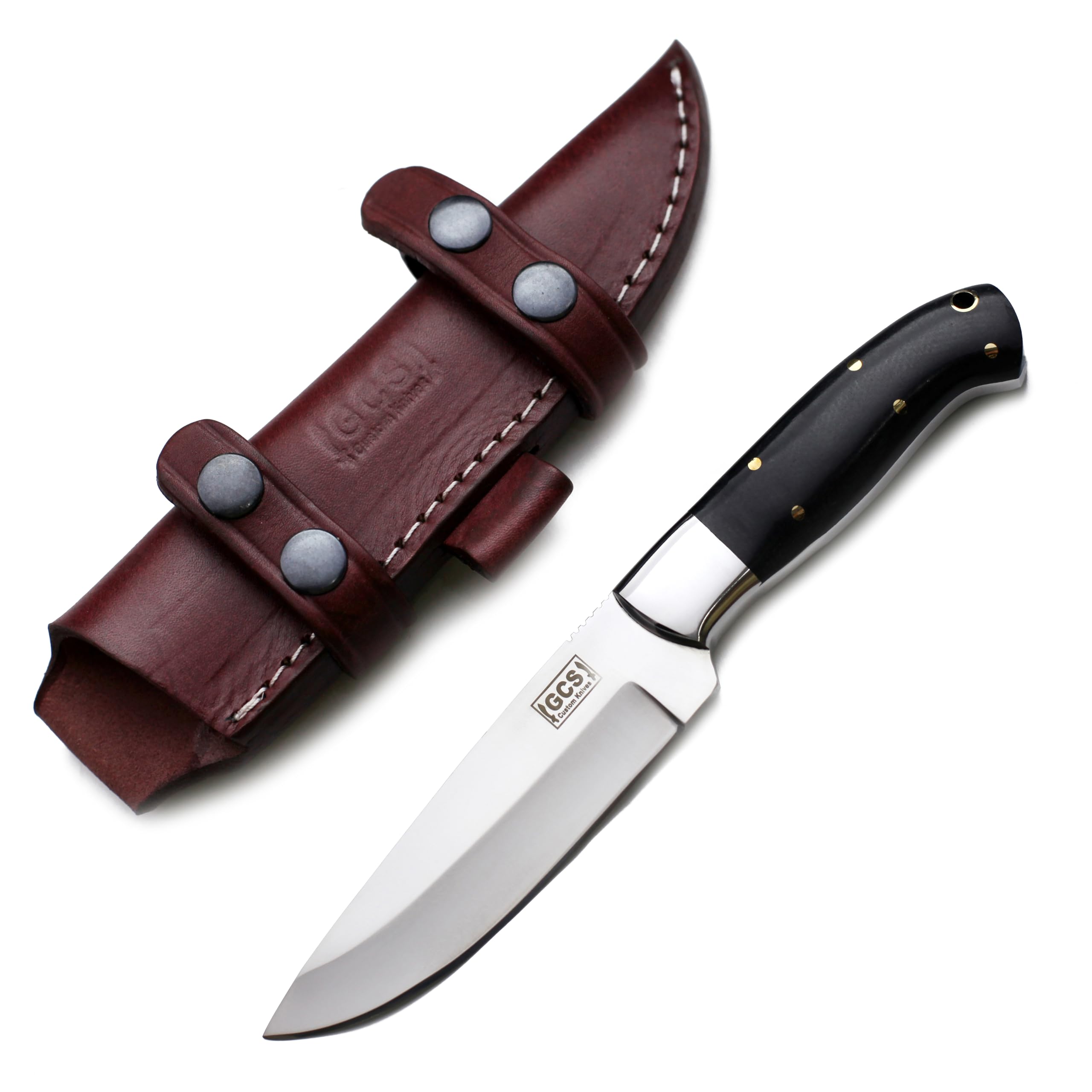 GCS Handmade D2 steel Hunting Knife G10 Handle Tactical Knife with Right Hand Cross Draw Buffalo leather Sheath for Hunting Camping Survival and EDC GCS 194