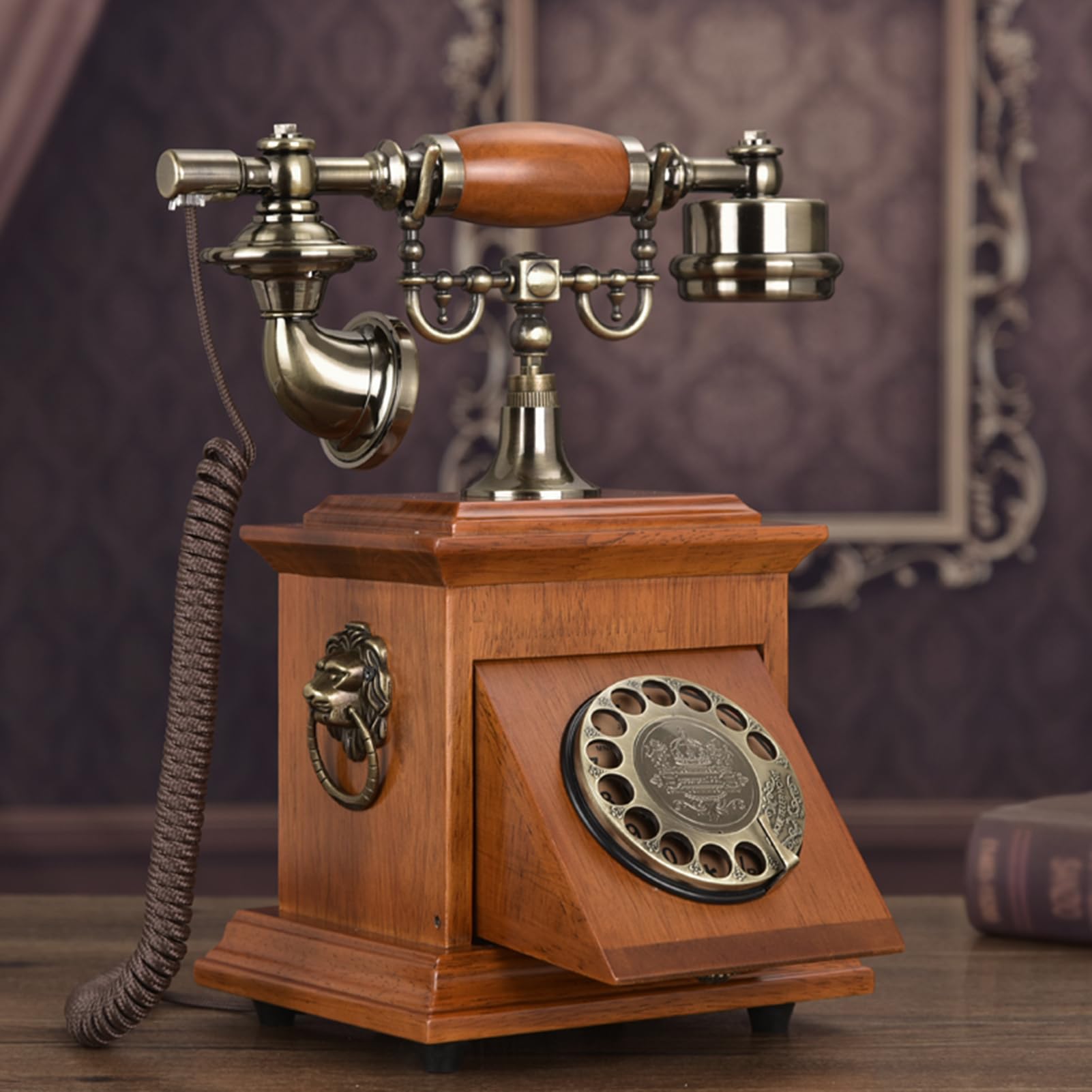 Telefono Fisso retrò con Filo E Tastierino Rotante, Classico Telefono da Scrivania Vintage Vecchio Stile per Casa/Ufficio/Hotel, Regalo Antico con Filo per Anziani
