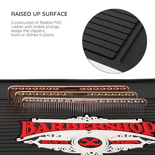 Miniatura 10 de Segbeauty - Tapete de peluquería antideslizante para cortapelas, 11.8 x 17.7 pulgadas, PVC negro, flexible, grueso, tapete organizador de estación