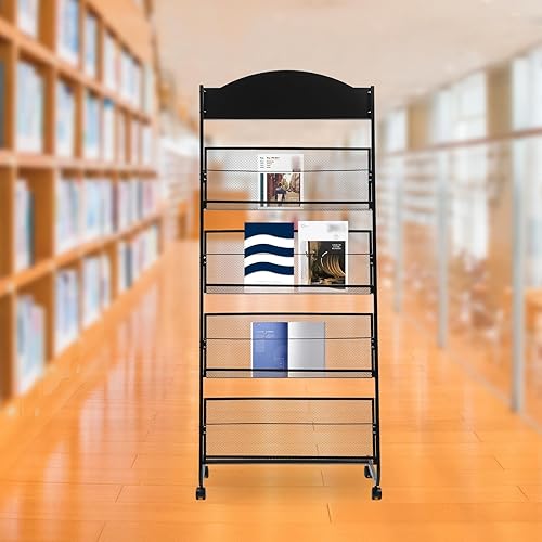 Miniatura 2 de Estante de 4 niveles para revistas, soporte de exhibición para folletos, estante de exhibición de literatura, estantes abiertos para almacenamiento