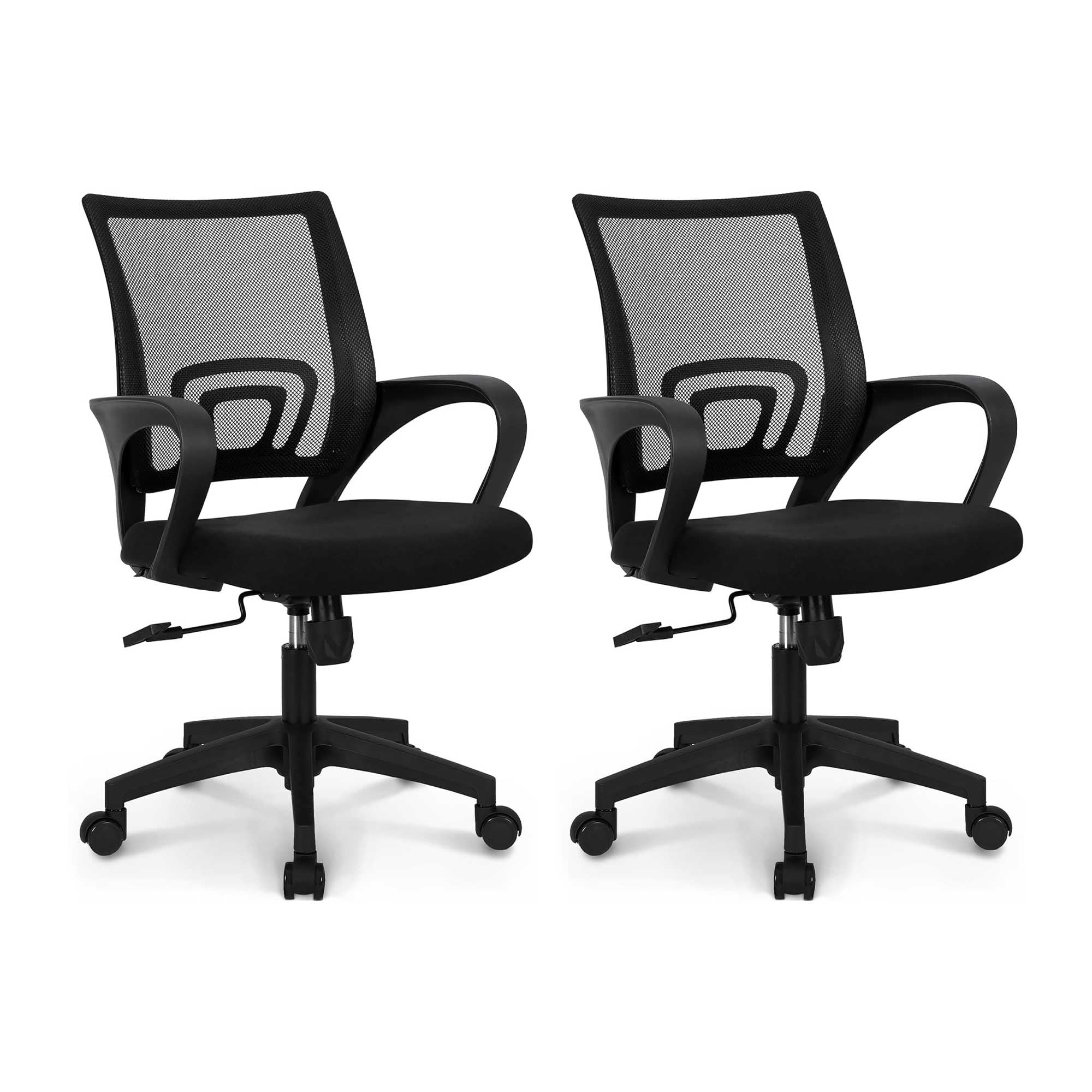 NEO CHAIR Office Desk Computer Chair Ergonomic Mesh Gaming Mid Back Seat with Comfy Lumbar Support Adjustable Height Swivel for Home Task (2 pk - Black)