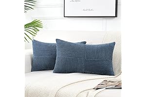 Fancy Homi 2 Packs Dusty Blue Decorative, Corduroy Throw Pillow Covers