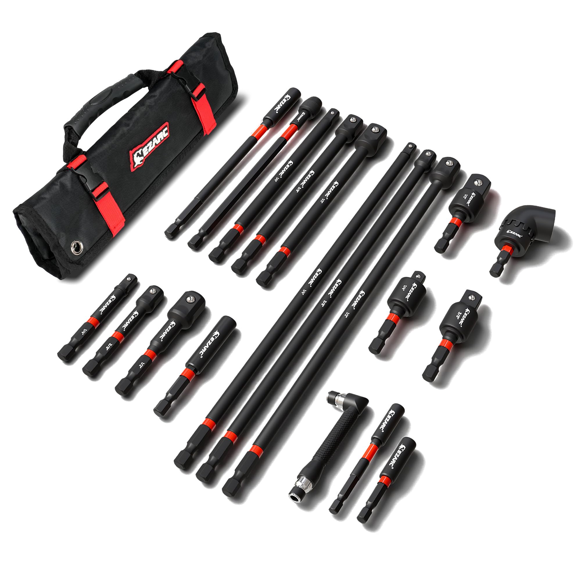 EZARC 19PCS Impact Socket Adapter Set with Extensions & Swivel Adapters