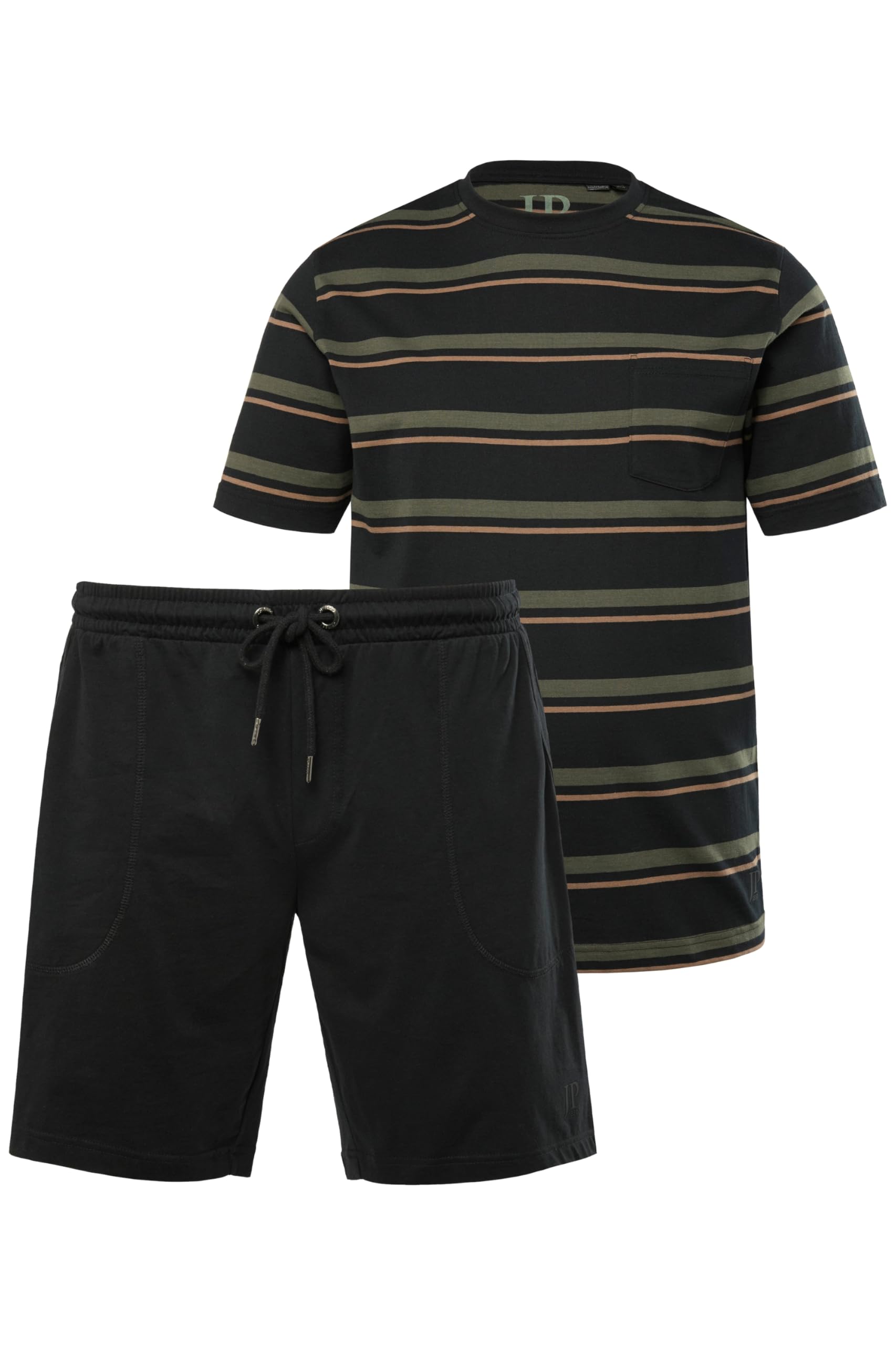 JP 1880 Pijama Homewear, Conjunto de Dos Piezas, Camiseta de Rayas Horizontales, Pantalón Corto Juego de Pijama Hombre (Pack de 1)