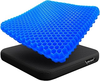Helishy Gel Seat Cushion for Sciatica & Back Pain Relief - Non-Slip Coccyx Chair Pad for Office Car Wheelchair